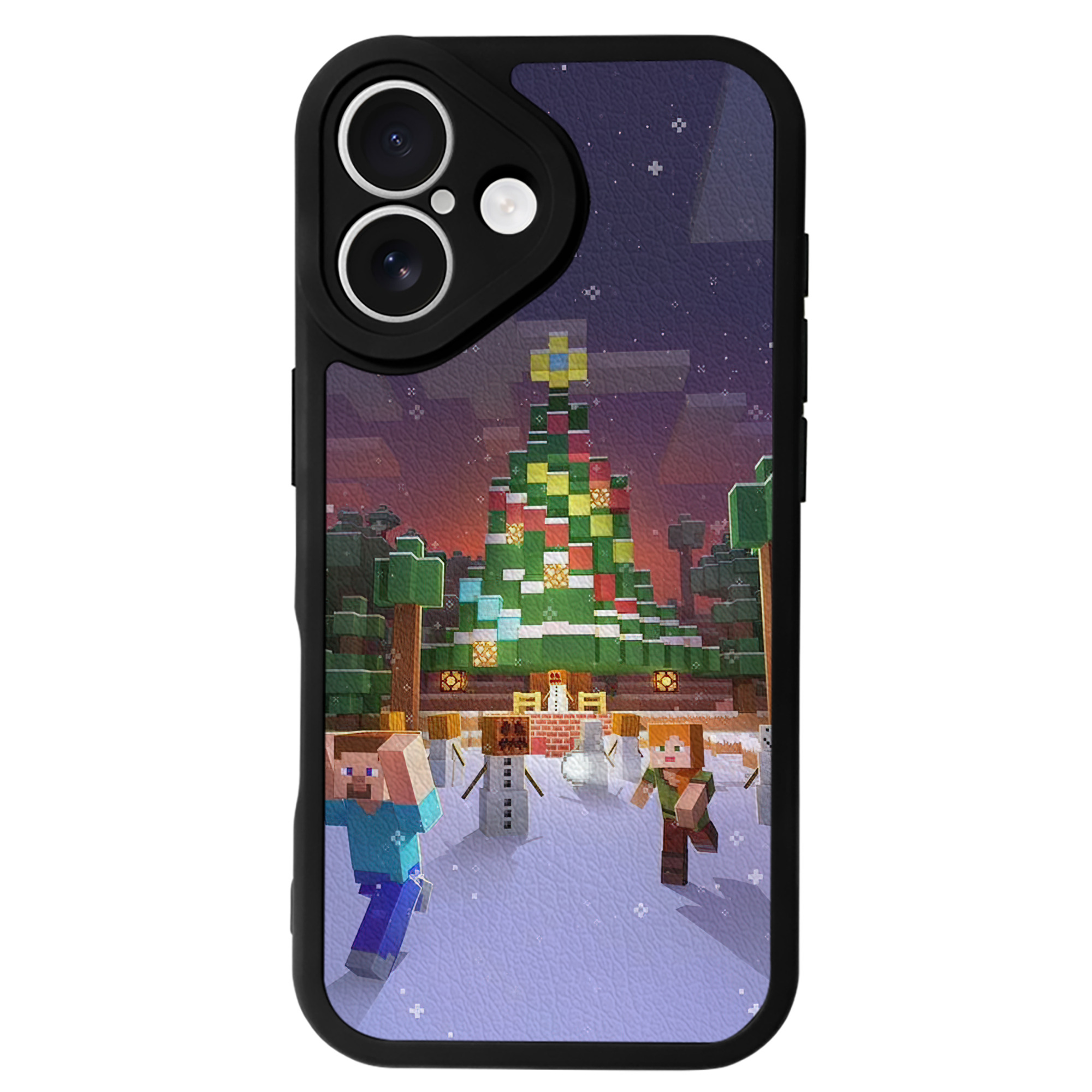（画像用） マインクラフト ブロックの世界 Minecraft MC Block world 【iPhone 16シリーズ対応】シリコンスマホケース（レザー調） 材質：シリコン